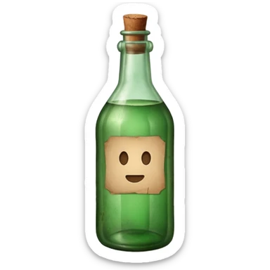 green old  glass bottle with a rolled  inside paper  like in movie  sticker
