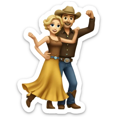 Caucasian Male and female country western dancing sticker
