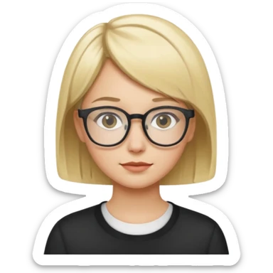 blonde girl with short hair and glasses portrait sticker