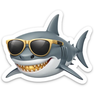 shark with golden teeth wearing black sunglasses sticker