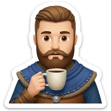 viking man drinking coffee sticker