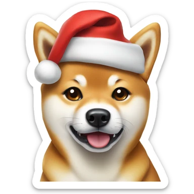 Shiba Inu wearing a Santa hat sticker