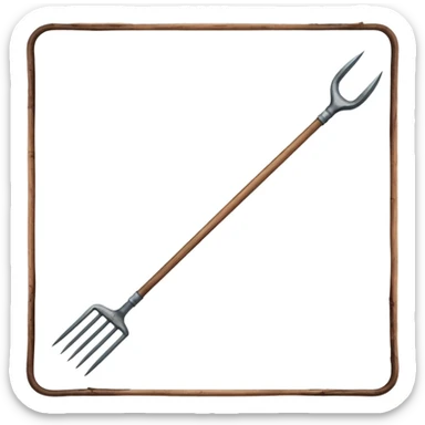 a three pronged farmer's pitchfork sticker