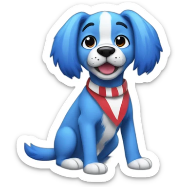 blue dog with red stripes fursuiter sticker