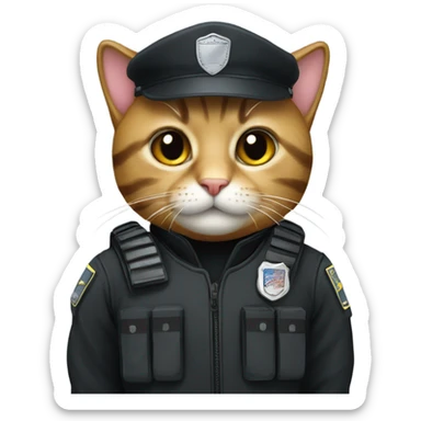 A cat wearing swat uniform sticker
