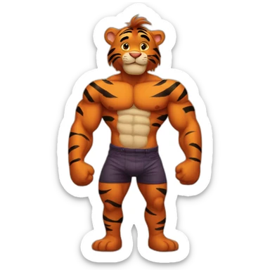 Tigger with a muscle chest sticker