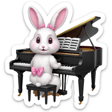 rabbit playing piano sticker