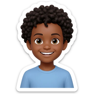 thank you black boy curly hair sticker
