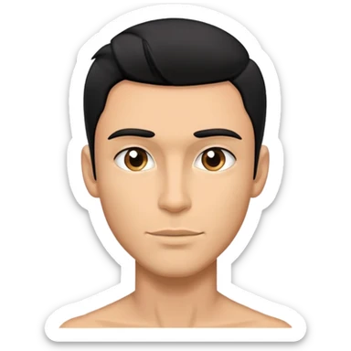Man with sexy black hairstyle. Skinny face sticker