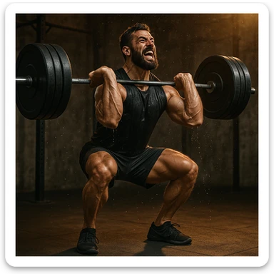 a muscular man lifting a barbell, Crossfit style, energetic pose, dynamic fitness scene sticker