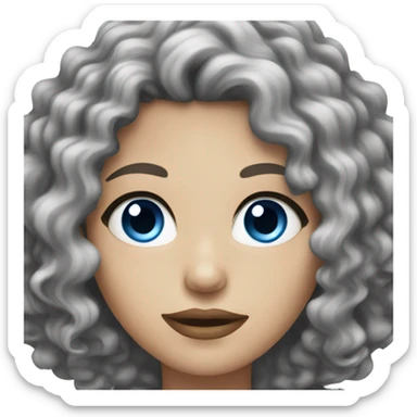 White Woman with curly black hair, thin lips and blue eyes  sticker