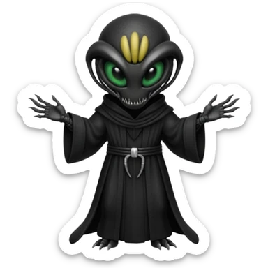a xenomorph from aliens wearing a robe sticker