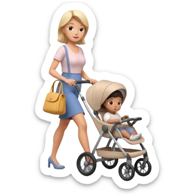 3D STILL LIFE RENDERING Stroller with mother pushing it sticker