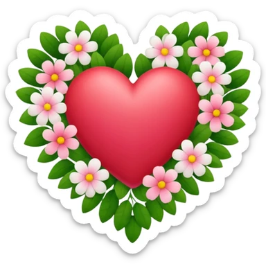 a heart made of flowers with leaves sticker
