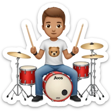 drummer at drum kit sticker