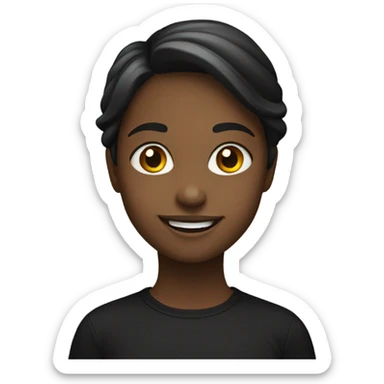 smiling girl in black shirt sticker