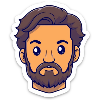 man face with beard, medium skin tone, and dark wavy hair sticker