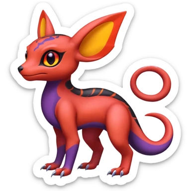Cute Exotic Colorful Guilmon-Salandit-Umbreon-Fakémon-hybrid-creature (full body)  sticker