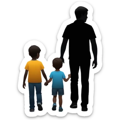 child silhouette walking away from a larger parent silhouette sticker