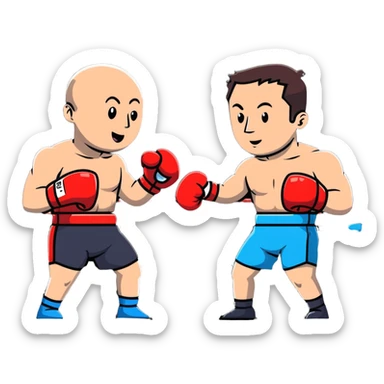 Jeff Bezos and Elon Musk in a boxing ring, cartoon style sticker