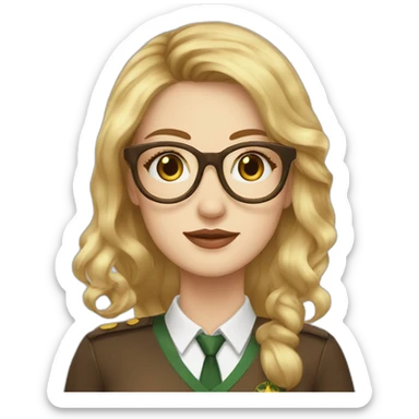 chatain hair pale skin women golden rounded glasses with a coffee and starbuck uniform sticker