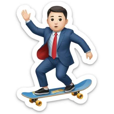 Kim jong-un riding skate board sticker