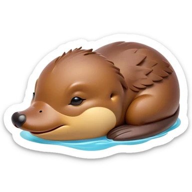 Meme-Worthy Cute Sleeping Platypus Portrait Emoji, Head resting peacefully with a contented smile, showcasing a unique, streamlined build and a luxuriously soft brown fur, eyes shut in a serene, restful float, Simplified yet hilariously adorable features, highly detailed, glowing with a soft, drowsy light, high shine, relaxed and utterly lovable, stylized with an air of playful laziness, bright and heartwarming, soft glowing outline, capturing the essence of a comically sleepy platypus, so meme‐worthy it feels like it could instantly become the next viral sensation of adorable slumber! sticker