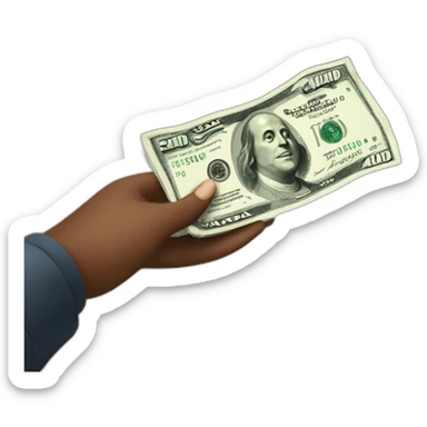 100 dollar bill being handed to a kd sticker