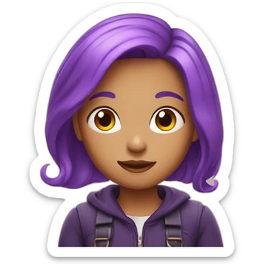  Girl with purple hair sticker