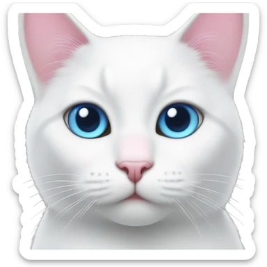 Blue eyes White cat and pink nose sticker