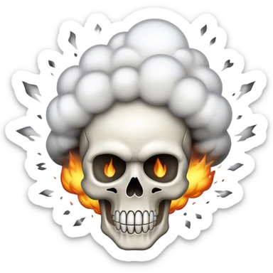 cartoonish skull emoji blasting up sticker