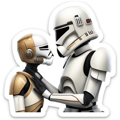 Clone Kissing a battle droid sticker