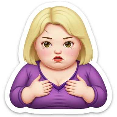 fat girl with ugly clothes and gross face sticker
