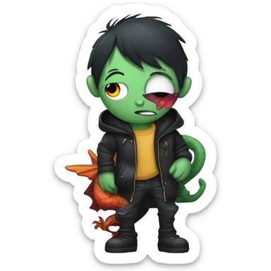 Emo poop holding a dragon sticker