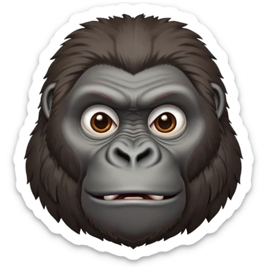 Expressive gorilla head, detailed ape features, strong facial structure, primate emoji sticker
