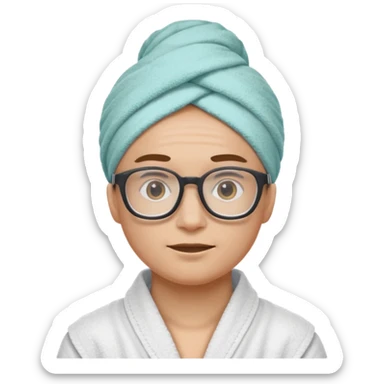 spa nerd: This emoji: 🤓 but with a spa towel on head sticker