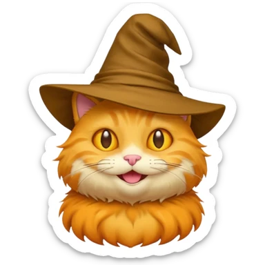 Very Simple yellow cat emoji wearing a sorting hat sticker