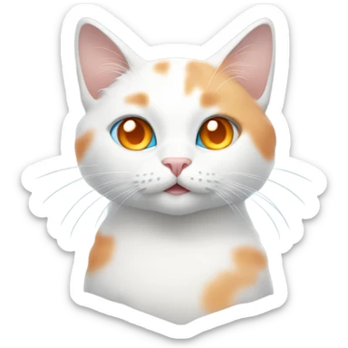 White cat with light orange patches and blue eyes  sticker