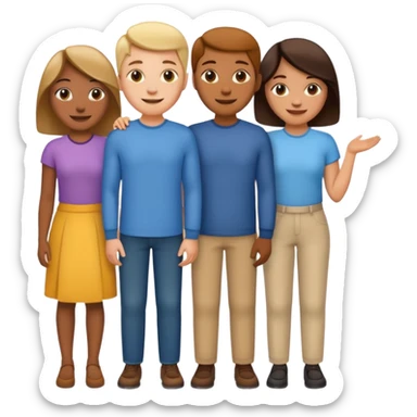 A line of 5 people standing one behind the other sticker