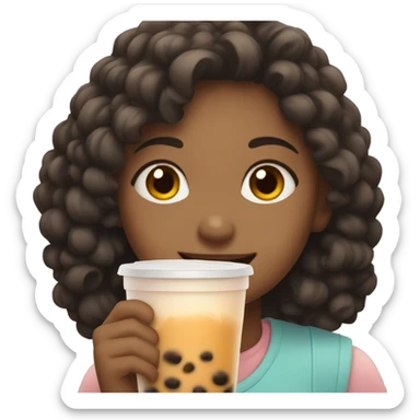 smiling girl wi to boba  sticker