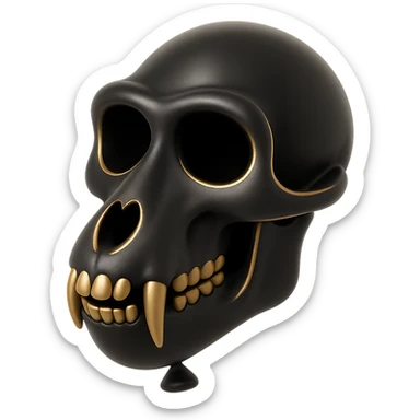 balloon style baboon skull, shiny, on white background sticker