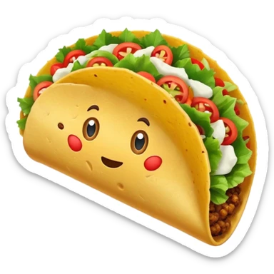 taco with white wings and question marks on the sides sticker