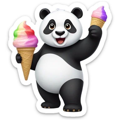 Panda eating ice cream sticker