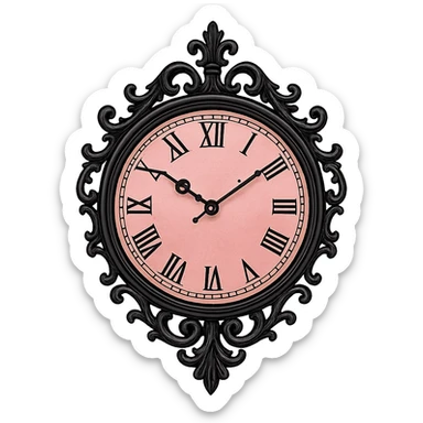 black and pink ornate wall clock sticker