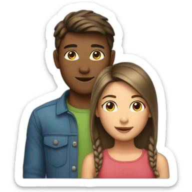 1 girl and 1 boy having sticker