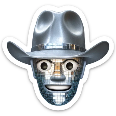 Disco ball head with cowboy hat  sticker