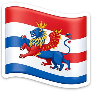 Flag of North Holland with red and blue stripes and white lions sticker