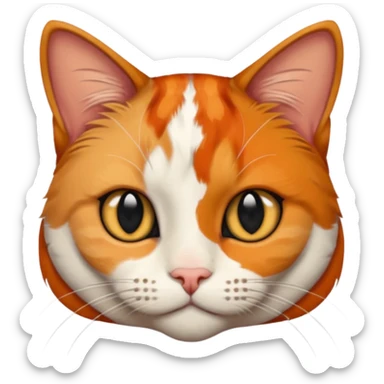 A calico cat with half its face ginger and the other half black sticker