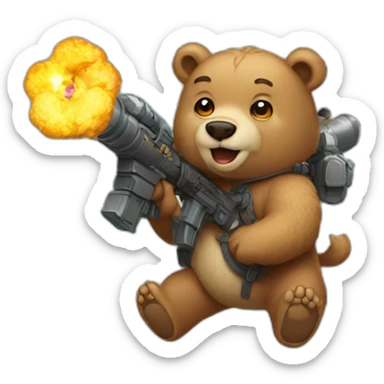 Bears with a bazooka on a unicorn sticker