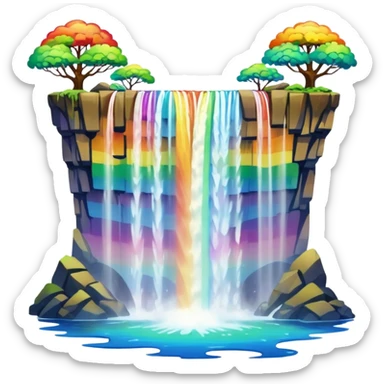 trippy waterfall with rainbow water sticker